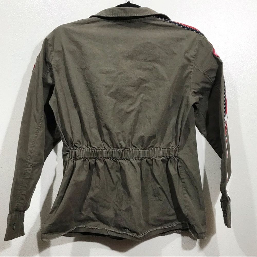 TopShop Floral Embroidered Olive Military Jacket - Picture 2 of 8